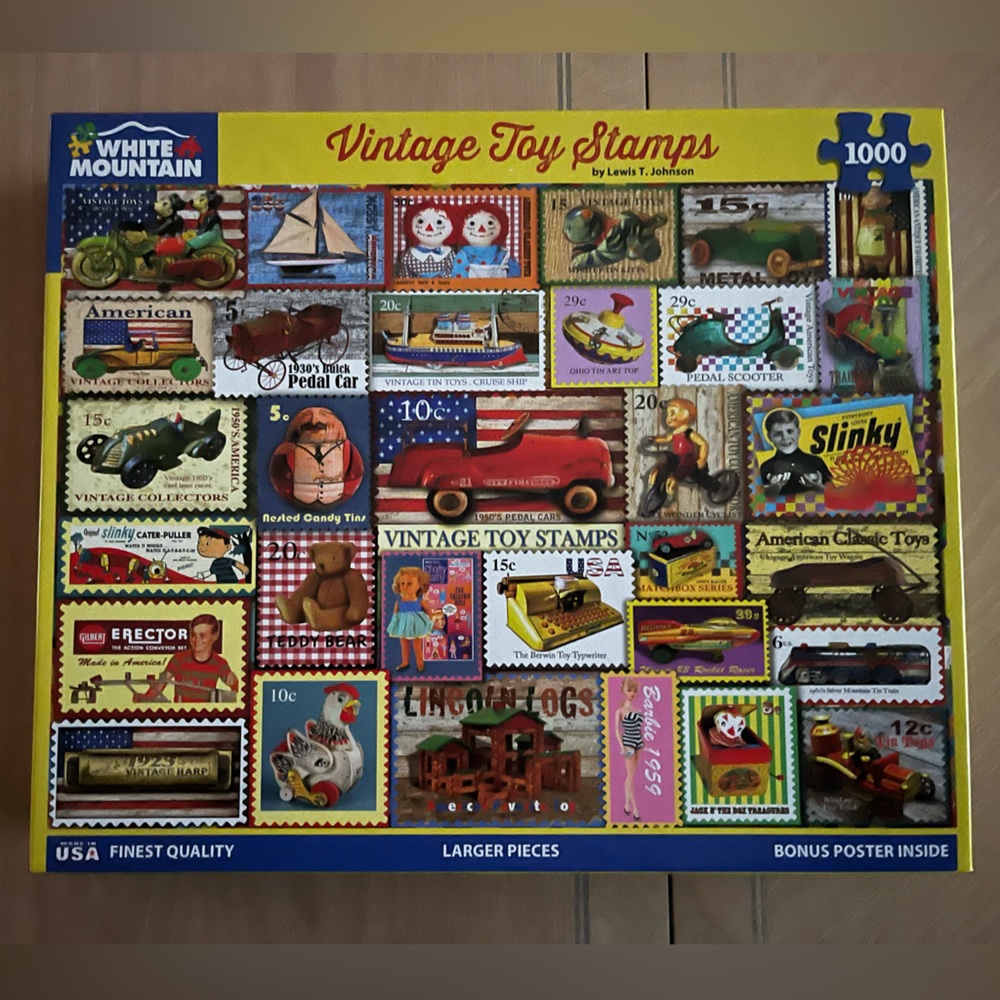 1000 piece White Mountain Vintage Toy Stamps puzzle.